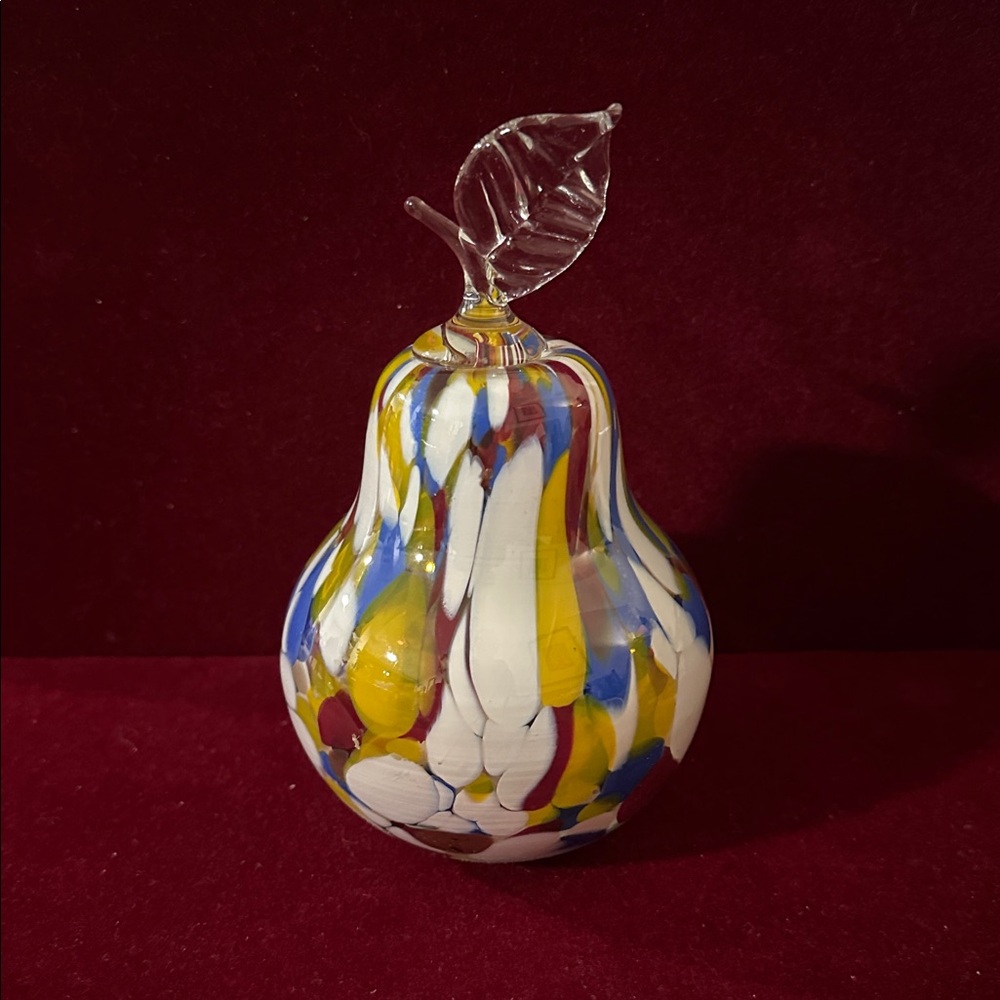 Hand-Blown Art Glass Pear • Multicolour Murano-Style Figurine • Vintage Decor - Picture 5 of 8
